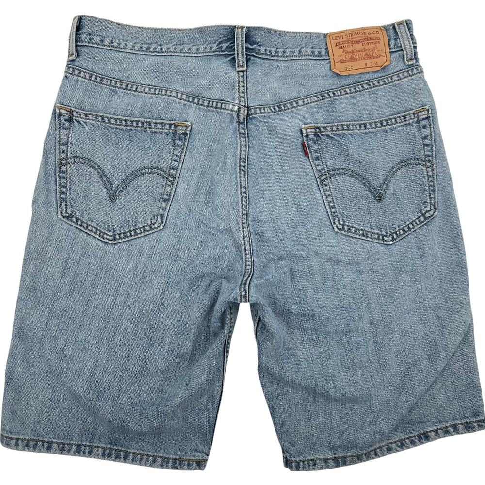 VTG 90s y2k men's 505 levi's regular fit blue denim light wash jean shorts sz 36